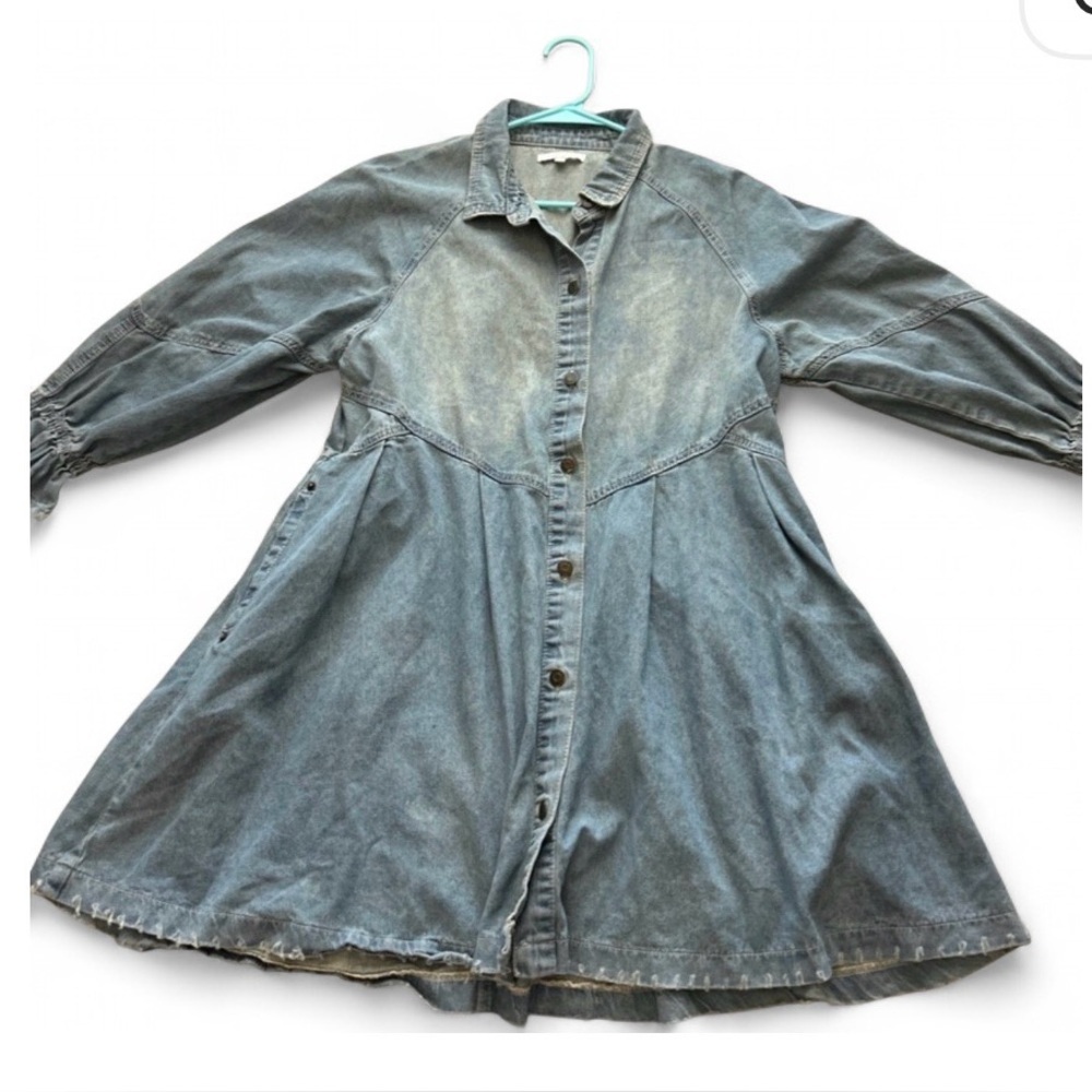 Veveret Blue Distressed Denim Dress Western Cowboy Small